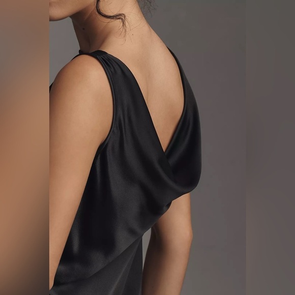 By Anthropologie Cowl-Neck Satin Mini Dress NWT - Picture 2 of 8